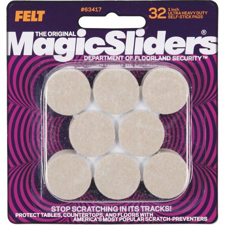 MAGIC SLIDERS L P 32Pk 1" Oat Felt Pad 63417